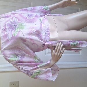 3/$20 Handmade Floral Sheer Tie-Side Kimono Sleeve Blouse, Size Small